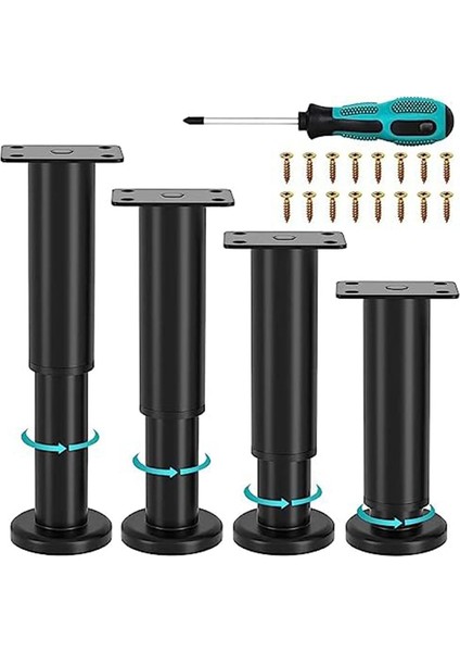 4pcs Yükseltilmiş Metal Ayarlanabilir Mobilya Bacakları 4 72-7 08 Inç Yatak Kanepesi Için Yedek Bacaklar Kanepe Şifoniyer Tablo B (Yurt Dışından)
