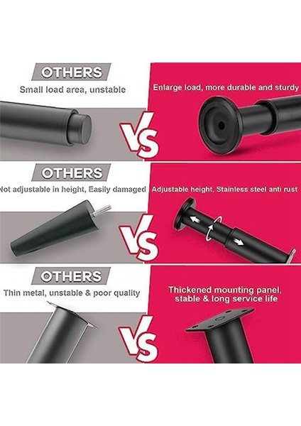 4pcs Yükseltilmiş Metal Ayarlanabilir Mobilya Bacakları 4 72-7 08 Inç Yatak Kanepesi Için Yedek Bacaklar Kanepe Şifoniyer Tablo B (Yurt Dışından) fırsatları