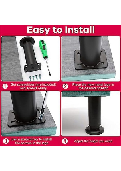 4pcs Yükseltilmiş Metal Ayarlanabilir Mobilya Bacakları 4 72-7 08 Inç Yatak Kanepesi Için Yedek Bacaklar Kanepe Şifoniyer Tablo B (Yurt Dışından) indirimleri