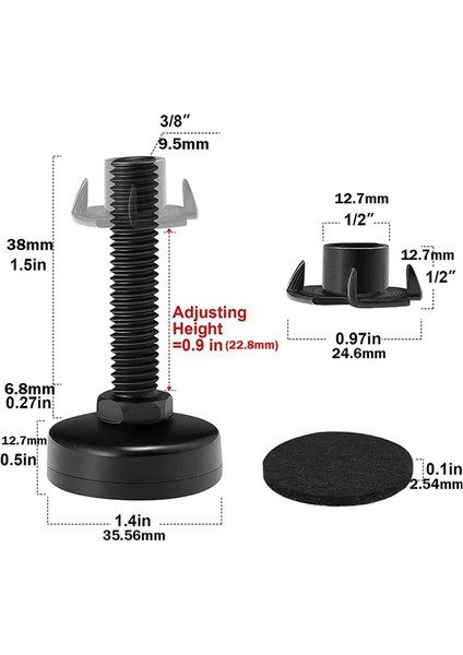 16PCS Ayarlanabilir Mobilya Tesviye Ayakları Dolaplar Için Ayarlanabilir Bacak Düzerleri Kanepe Masa Sandalyeleri Yükseltici 3/8 Inç-Thread (Yurt Dışından) modelleri