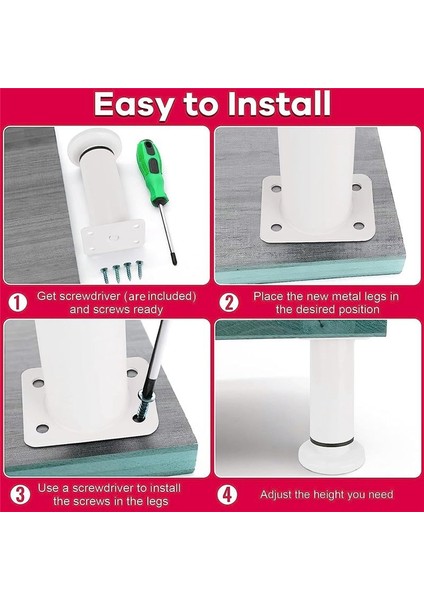 4pcs Yükseltilmiş Metal Ayarlanabilir Mobilya Bacakları 4 72-7 08 Inç Yatak Kanepesi Için Yedek Bacaklar (Yurt Dışından) indirimleri