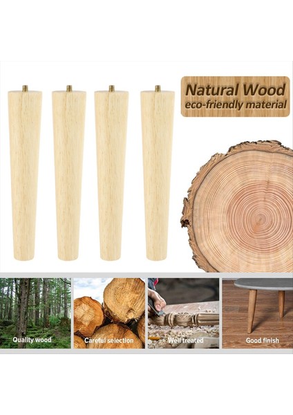 4 Parça Mobilya Bacakları Ahşap Katı Mobilya Düz Masa Bacakları Kaymaz Sandalye Bacakları Yedek Aksesuarlar 20CM (Yurt Dışından) indirimleri