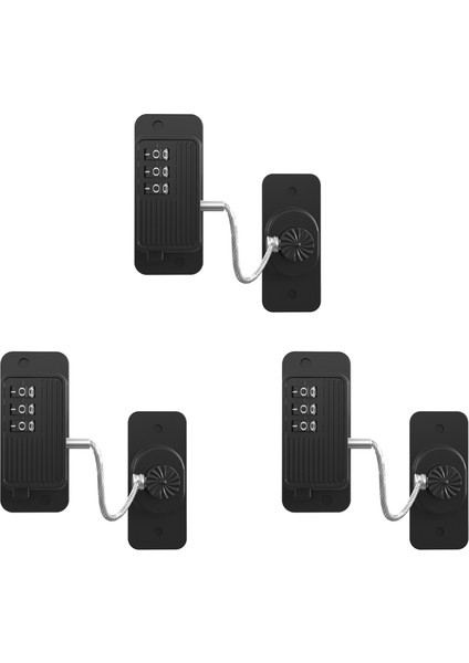 3x Buzdolabı Kilidi Buzdolabı Kilidi Anahtarsız Tek Tıklama Erişim Özelleştirilebilir Şifre Çocuk Güvenlik Kombinasyonu Kilit Siyah (Yurt Dışından)