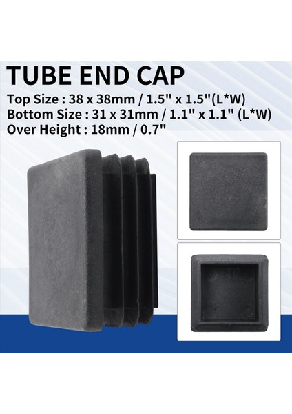 50 Pcs Aksesuarlar 10 Pcs Kare Kesme Uç Kapak Tüp Tüpü Ekler 38MM x 38MM ve 40 Pcs Kauçuk Kapak Tüpü 10MM (Yurt Dışından) fırsatları