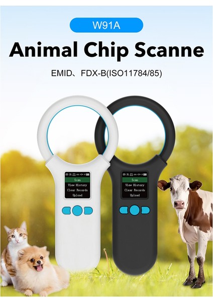 Animal Rfıd Okuyucu 134 2KHZ/125KHZ Pet Fdx-B Emid Ayarlanabilir Ses Parlaklığı USB Köpek Kedi At Handheld Mini Tarayıcı A (Yurt Dışından)