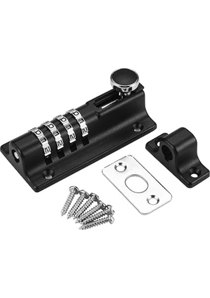 Şifre Mandalı Kilçi Sürgülü Kombinasyon Kilidi Şifre Kapı Mandalı Güvenlik Kilidi Hırsızlık Önleme Parola Kilit Kartı (Siyah) (Yurt Dışından)