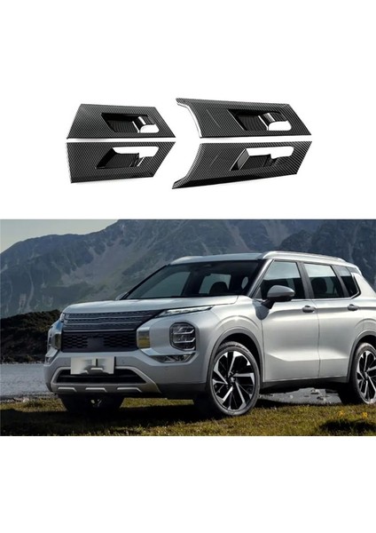 Araç Karbon Fiber Iç Iç Kapı Kasesi Çerçeve Kapak Tutamağı Mitsubishi Outlander Için Koruma Döşeme Sticker 2022 2023 (Yurt Dışından) modelleri