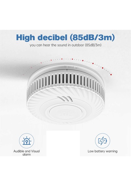 Yerleşik 10 Yıllık Duman Dedektörü Wifi Fonksiyon Tuka Akıllı Ev Salonu Çocuk Odası Mutfak Dükkanı Yangın Alarm Sensörü (Yurt Dışından)