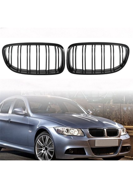 Araba Grille Grill Front Böbrek Parlak 2 Hat Çift Çift Bmw 3 Serisi E90 E91 2009 2010 2011 Araba Stilini (Yurt Dışından) fırsatları