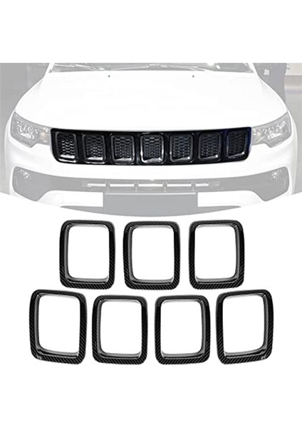 Araba Karbon Fiber Ön Izgara Örgü Ekler Yüzük Kapakları Trim Ekler Kiti Jeep Compass Mp 2017 2018 2019 2019 2020 (Yurt Dışından) fiyatları