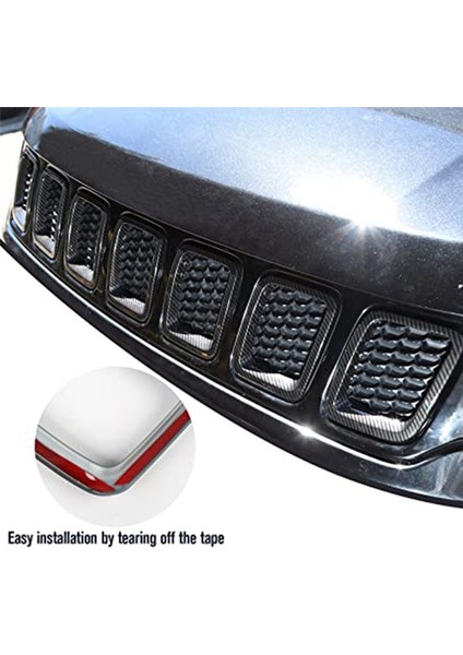 Araba Karbon Fiber Ön Izgara Örgü Ekler Yüzük Kapakları Trim Ekler Kiti Jeep Compass Mp 2017 2018 2019 2019 2020 (Yurt Dışından) modelleri