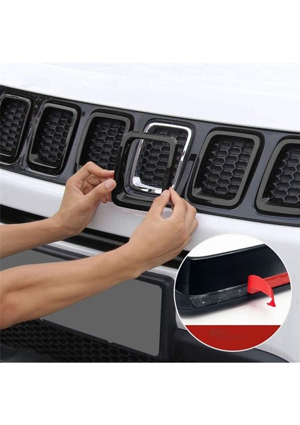 Araba Karbon Fiber Ön Izgara Örgü Ekler Yüzük Kapakları Trim Ekler Kiti Jeep Compass Mp 2017 2018 2019 2019 2020 (Yurt Dışından) indirimleri