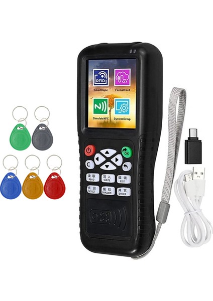 X100 Rfıd Nfc Akıllı Kart Okuyucu Yazarı+5 x T5577 Anahtarlık Rfıd Çoğaltıcı Kimlik Ic Kart Programcı Şifreli Anahtar Fotokopi Makyası (Yurt Dışından)