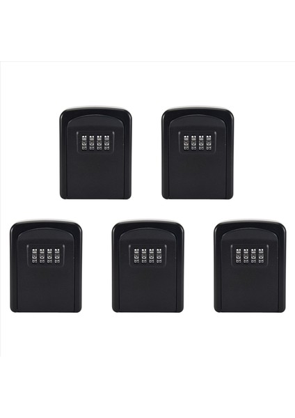 5x Anahtar Kilit Kutusu Duvara Monte 4 Sayı Kombinasyon Kilit Kutusu Ev Anahtar Hava Durumu Güvenlik Anahtar Depolama Kilit Kutusu Siyah (Yurt Dışından)