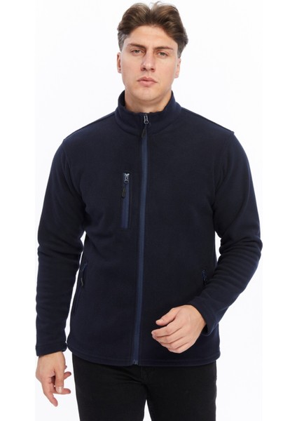 Erkek Polar Ceket Tam Fermuarlı 3 Cepli Lacivert