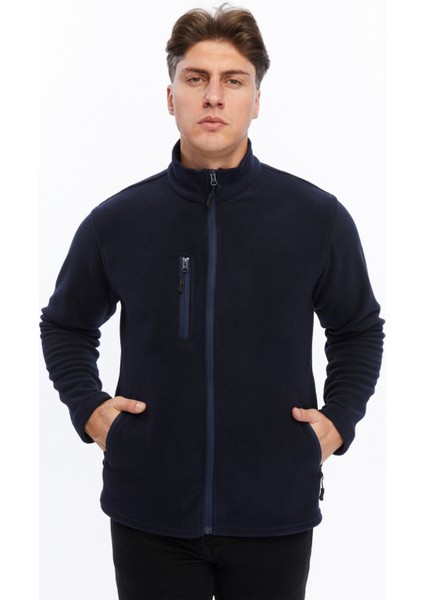 Erkek Polar Ceket Tam Fermuarlı 3 Cepli Lacivert