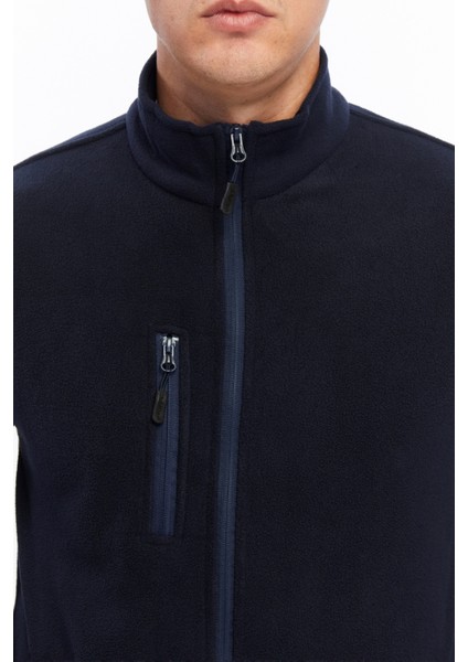 Erkek Polar Ceket Tam Fermuarlı 3 Cepli Lacivert