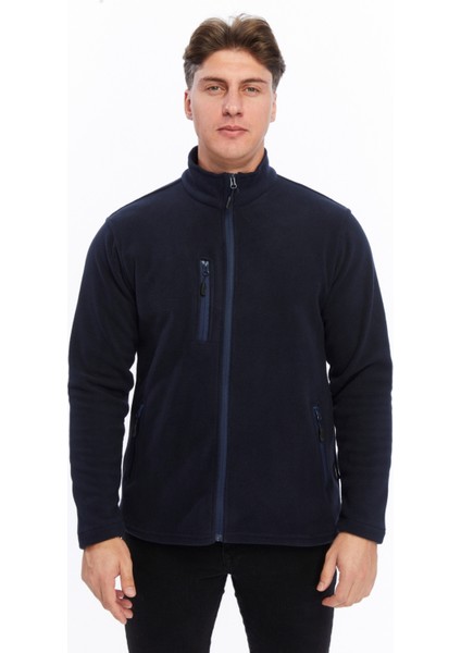 Erkek Polar Ceket Tam Fermuarlı 3 Cepli Lacivert