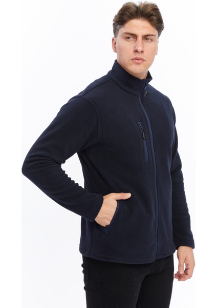Erkek Polar Ceket Tam Fermuarlı 3 Cepli Lacivert