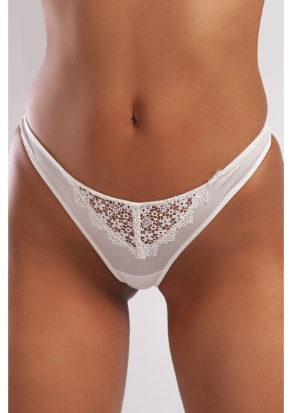 Golshan Garland String, Kadın Güpürlü Ekru Külot