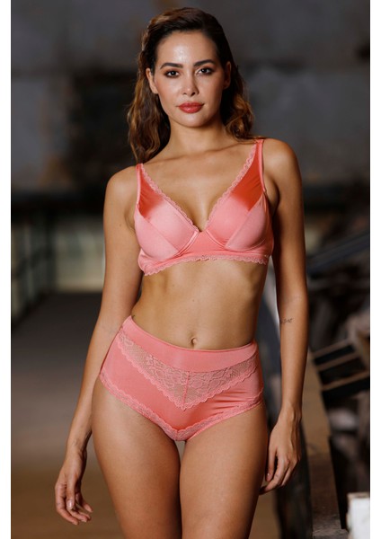 Golshan Giorgia Control Slip,yüksek Bel Kadın Koral Dantelli Vizon Külot