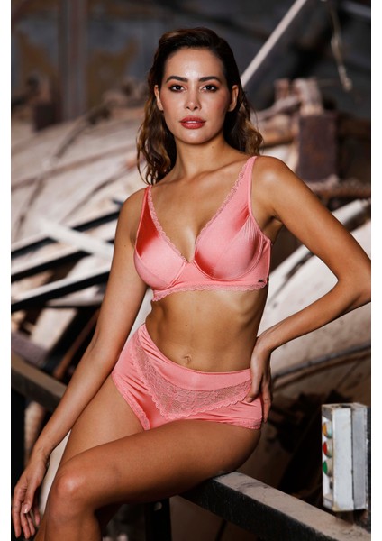 Golshan Giorgia Control Slip,yüksek Bel Kadın Koral Dantelli Vizon Külot modelleri