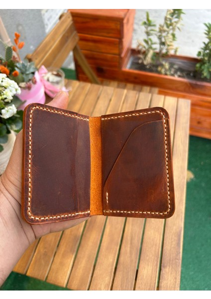 Liberta El Yapımı Hakiki Gerçek Deri Kadın Erkek Kart Cüzdanı Taba Rengi fırsatları