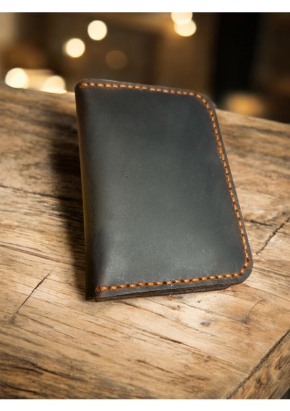 Liberta El Yapımı Hakiki Gerçek Deri Kadın Erkek Kart Cüzdanı Taba Rengi