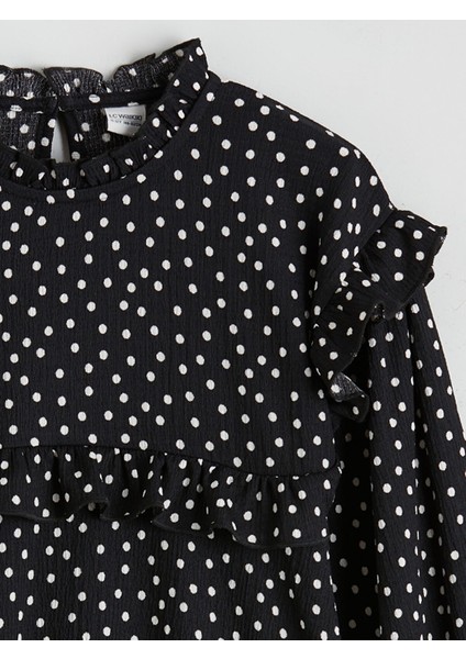 Yeni Sezon Dik Yaka Puantiyeli Kız Çocuk Elbise fiyatları