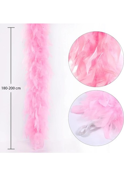 Pembe Renk Kabarık Kalın Otriş Boa Tüy 6 cm Genişlik 180-200 cm Uzunluk fiyatları
