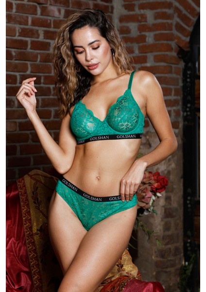 Golshan Gaudi Brazilian Slip, Kadın Dantel Brezilyan Yeşil Külot
