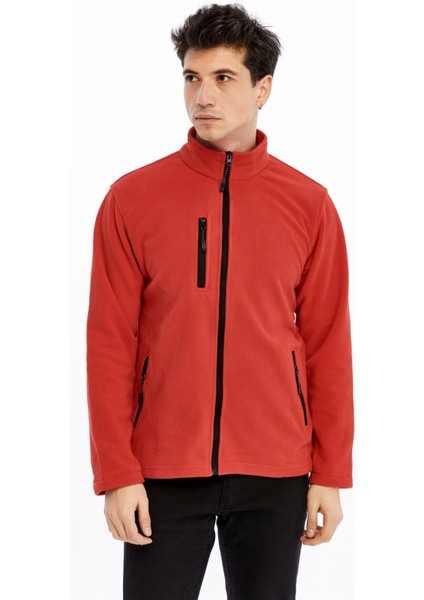 Erkek Polar Ceket Tam Fermuarlı 3 Cepli Kırmızı Reçme