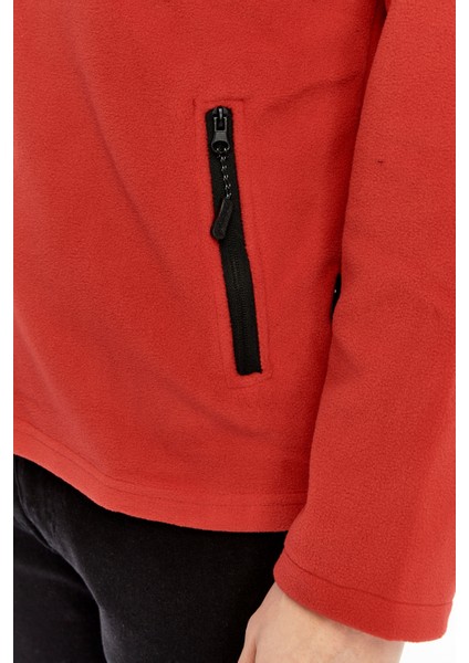 Erkek Polar Ceket Tam Fermuarlı 3 Cepli Kırmızı Reçme