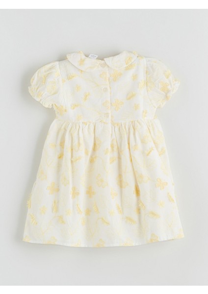 Yeni Sezon Bebe Yaka Nakışlı Kız Bebek Elbise modelleri