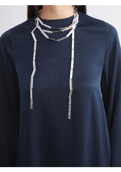 Yeni Sezon Bisiklet Yaka Saten Elbise modelleri