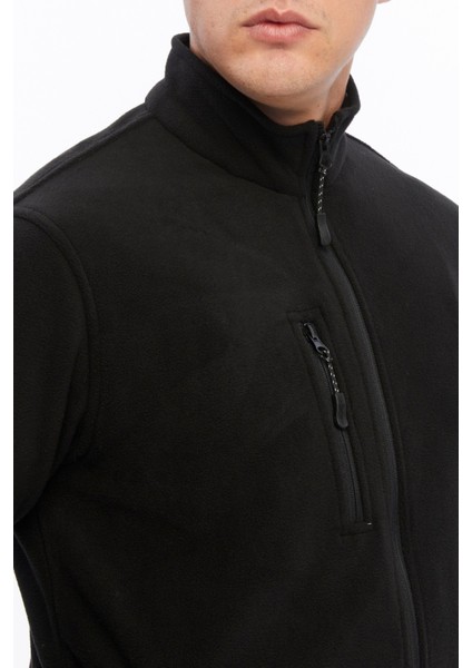 Erkek Polar Ceket Tam Fermuarlı 3 Cepli Siyah Etek Reçme modelleri