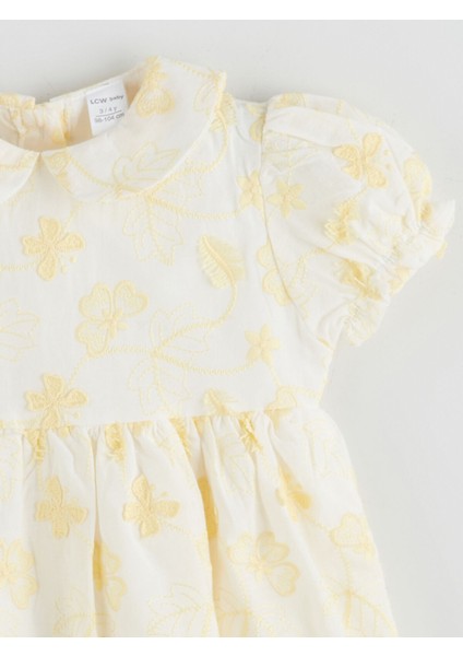 Yeni Sezon Bebe Yaka Nakışlı Kız Bebek Elbise fiyatları