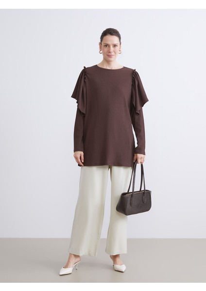 Yeni Sezon Bisiklet Yaka Fırfırlı Kadın Tunik fiyatları