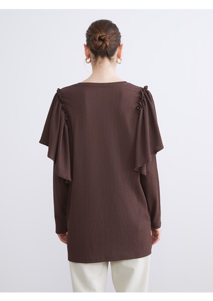 Yeni Sezon Bisiklet Yaka Fırfırlı Kadın Tunik fırsatları