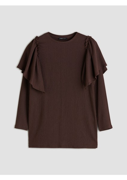 Yeni Sezon Bisiklet Yaka Fırfırlı Kadın Tunik indirimleri