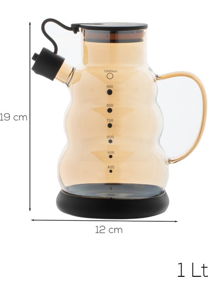 3617-1 Kapaklı Borosilikat Cam Yağlık Sirkelik Yağdanlık 1000ML Siyah fırsatları