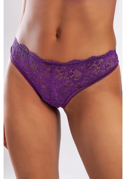 Golshan Gcolors Brazillian Külot, Kadın Dantelli Mor Brezilyan Külot