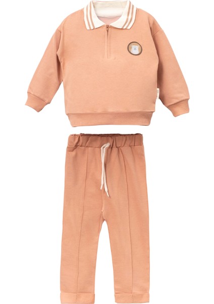 Fermuarlı Polo Yaka Bebek Takımı – Sweatshirt & Jogger Alt