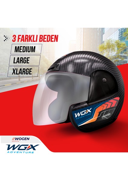 Karbon Yarım Kask Siyah (M)