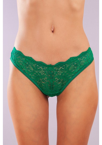 Golshan Gcolors Brazillian Külot, Kadın Dantelli Yeşil Brezilyan Külot