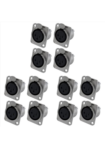Xlr Dişi Jack 3 Pin - Panel Montaj Jakları D Serisi Boyut Xlr -F - 12 Paket (Yurt Dışından)