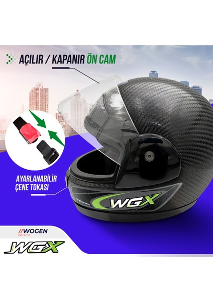 Fullface Kask Karbon Siyah-Yeşil (Xl) fiyatları