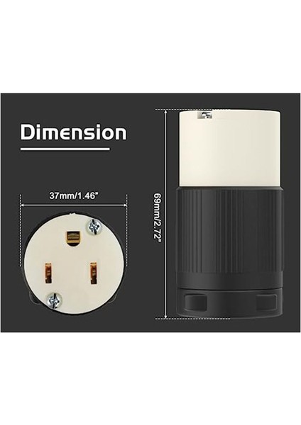 2 Pack Nema 5-15R Kordon Konnektörü Resepsiyonları Çıkış Dişi Fiş Yedek Kablosu Çıkışı 15 Amp 125 Volt 2 Kutup 3 Tel (Yurt Dışından)