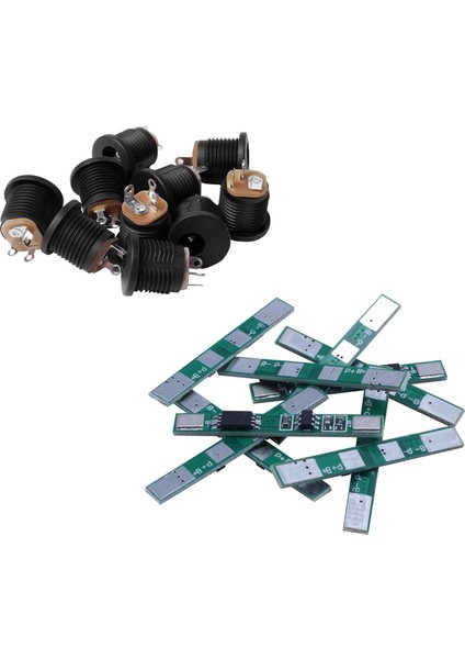 10 Pcs Panel Montaj 2 1x5 5mm Power Jack Dc Soketi ve 10 Pcs 1s 3 7V 4A Li-Ion Bms Pcm 18650 Pil Koruma Kurulu (Yurt Dışından)