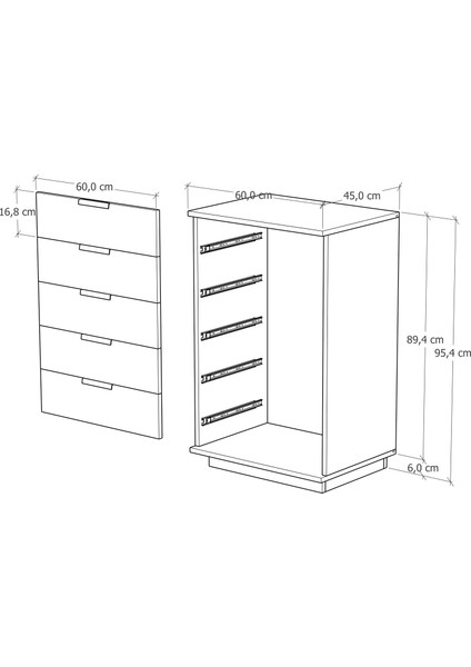 Armi 5 Çekmeceli Şifonyer